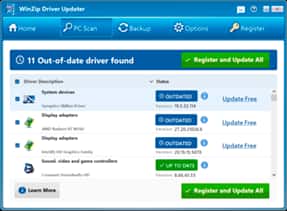 Image of WinZip Driver Updater scan results screen