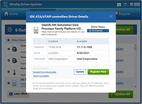 Image of WinZip Driver Updater scan program update screen
